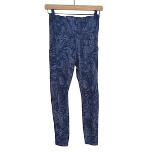 Athleta Ultimate Stash Pocket Printed 7/8 Leggings, Blue, Size XS‎